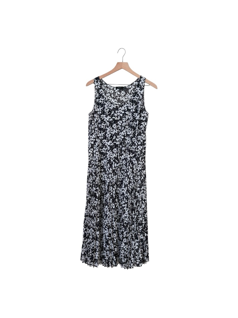 Theory  Back White daisy Print Sleeveless Drawstring Waist Pleated Midi M